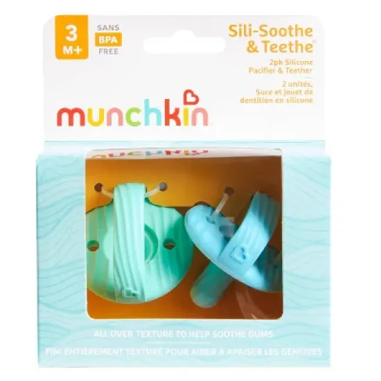 Munchkin 2pk Sili-Soothe & Teethe Silicone Pacifier Teether image {5}