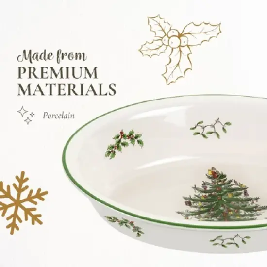 Spode Christmas Tree Oval Rim Dish (12.5" x 8.75") Festive Deep Baking Pan - Fine Porcelain, Microwave, Freezer, Dishwasher Safe image {3}