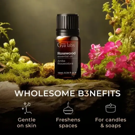 Gya Labs Rosewood Essential Oil for Skin - 0.34 Fl Oz -Rosewood Oil for Diffuser & Aromatherapy, Massage, Candle Making Scent image {4}
