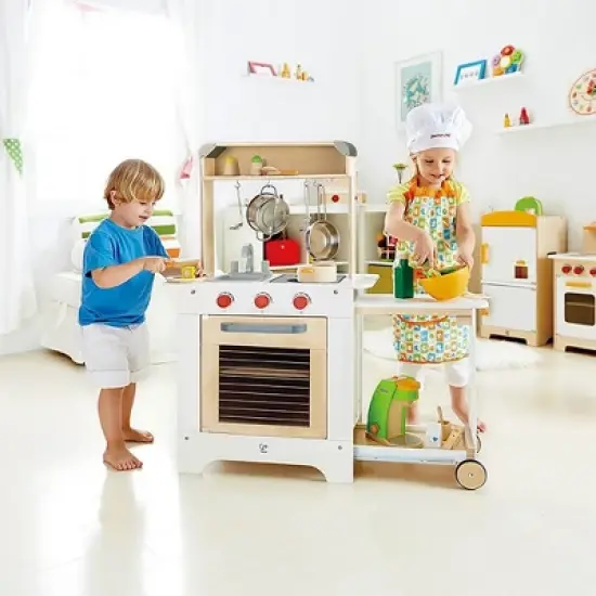 Hape Cook 'N Serve Kids Contemporary Design Pretend Play Wooden Cooking Kitchen image {4}
