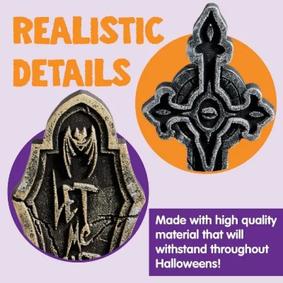 Joyfy 5Pcs 17" Halloween Foam RIP Graveyard Tombstones Decorations, Headstones Graveyard Cemetery Gravestones Prop with 12 Stakes, Yard Lawn Garden image {3}