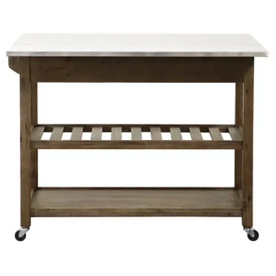 Hadley Kitchen Cart Island with Drop Down Shelf Barnwood - Boraam image {2}