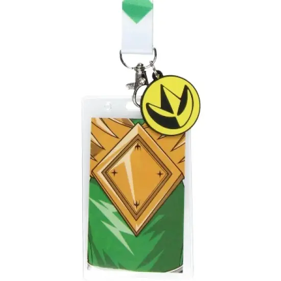 Power Rangers Green Ranger ID Lanyard Badge Holder w Dragonzord Rubber Pendant image {1}