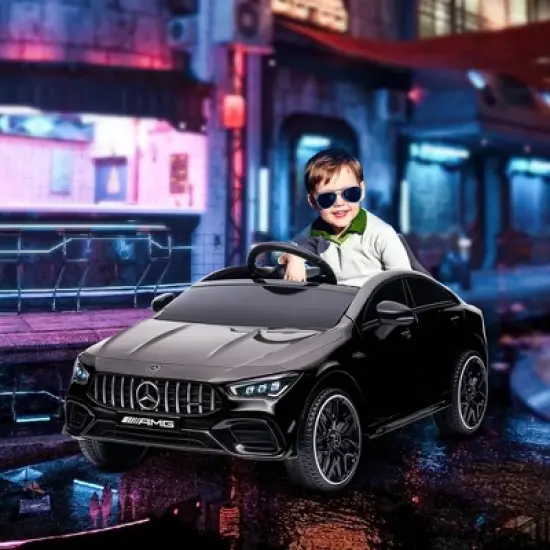 Qaba Mercedes-Benz AMG CLA 45 Licensed 12V Kids Ride on Car, Kids Electric Car with Remote Control, Suspension, LED Lights, Music Horn, Black image {2}
