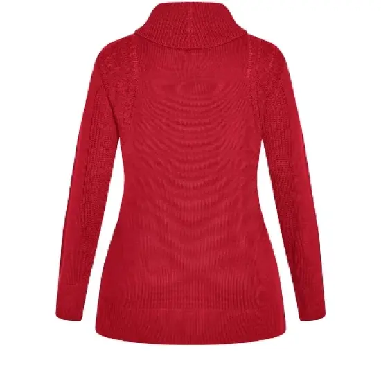 Women's Plus Size Rosie Cable Knit Sweater - ruby port | AVENUE image {6}