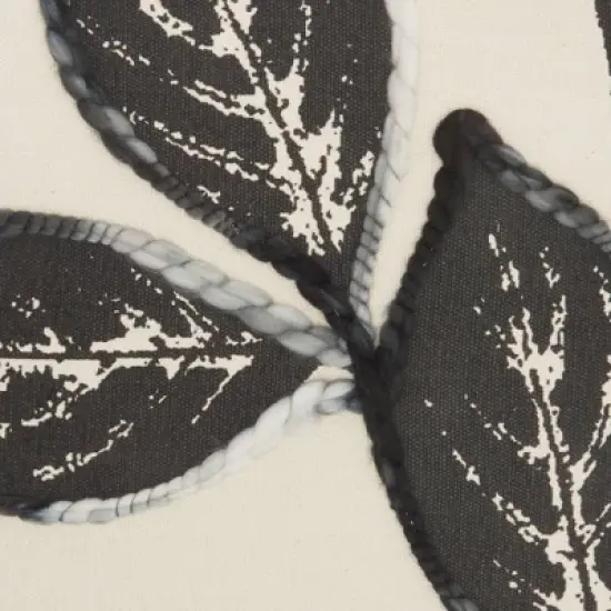 20"x20" Oversize Embroidered Leaves Square Throw Pillow - Mina Victory image {2}