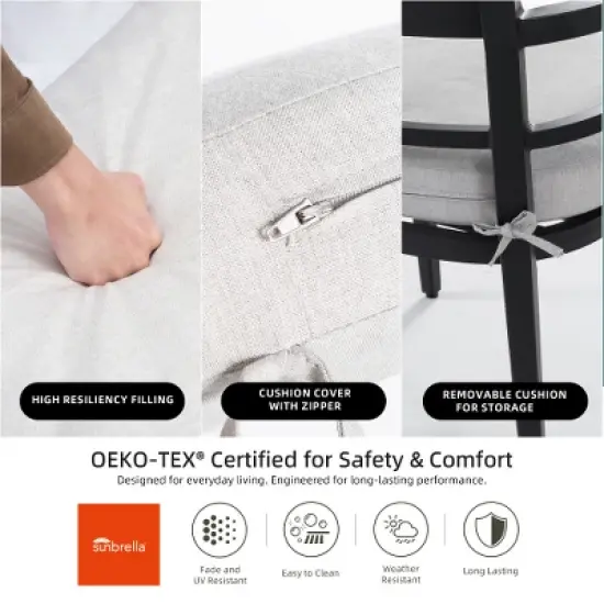 Christopher Knight Home Larry Outdoor 7 Piece Aluminum and Sintered Stone Dining Set with Removable Sunbrella Cushions image {3}