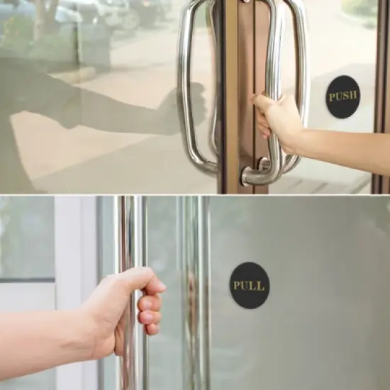 Unique Bargains Round Acrylic Self-Adhesive Decor Business Push Pull Door Sign 2 Pcs image {3}