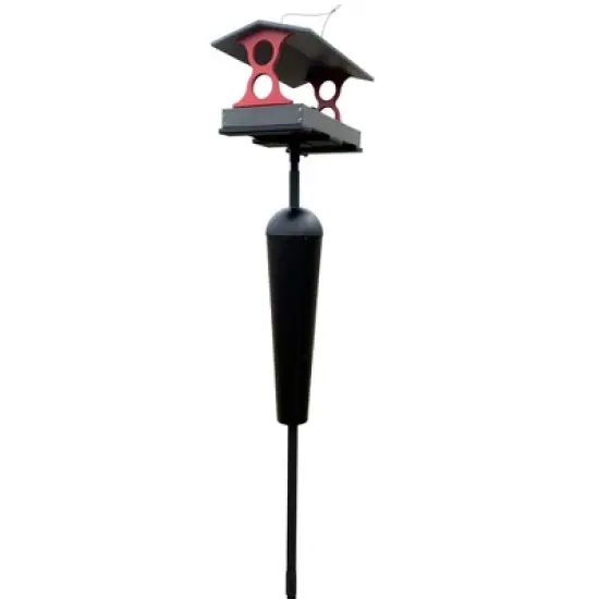 JCs Wildlife Cardinal Red and Gray Large Fly Thru Bird Feeder with Denali Squirrel Proof Mounting Pole - Squirrel Proof Bird Feeder Kit - Holds 8 Cups image {1}