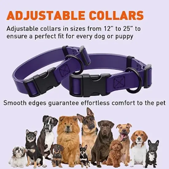 Dogline Biothane Waterproof Collar with QR Buckle Purple image {5}