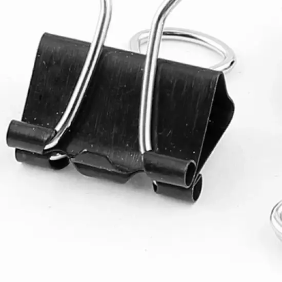 Unique Bargains Desk Paper Document Office Stationery Metal Binder Clips Black 0.6" 24 Pcs image {4}
