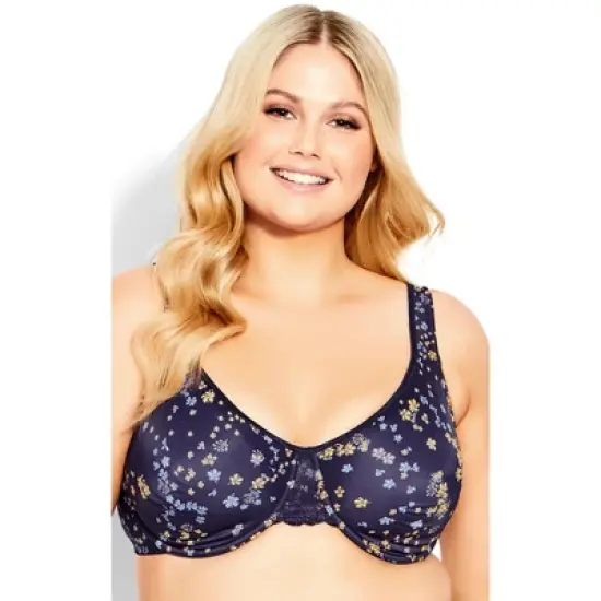Women's Plus Size Print Smooth Caress Bra - navy ditsy | AVENUE image {21}