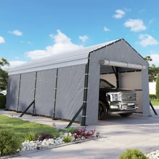 AMERLIFE 12x20x10.5 FT Metal Carport with Removable Waterproof Sidewalls image {2}