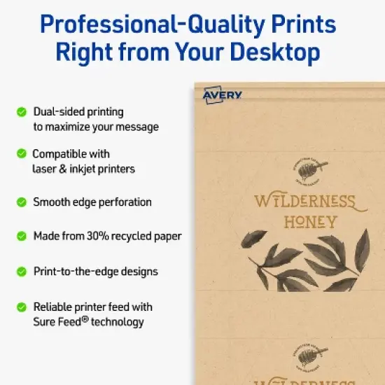 Avery Hexagon Business Cards, 2-1/2" x 2-9/10", Kraft Brown, 300 Total image {1}