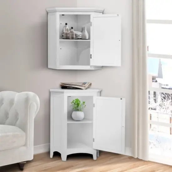 Slone White Shuttered Corner Cabinet - Elegant Home Fashion image {11}