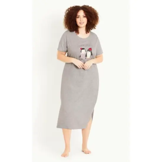 Women's Plus Size Penguin Sleep Dress - grey | EVANS image {6}