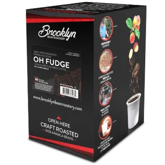 Brooklyn Bean Roastery Flavored Med Roast Coffee Pods,2.0 Keurig,Oh Fudge, 40 Ct image {1}