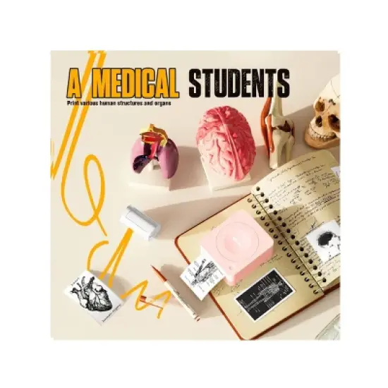 Nelko PM230 Portable Bluetooth Sticker Printer Pink with 2pk 54mmx3.5m White Rolls image {3}