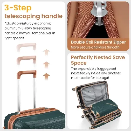 Dexmalle Expandable Lightweight Suitcase with 4 Double 360 Degrees Mute Spinner Wheels image {4}