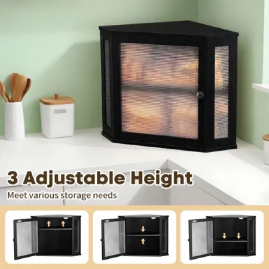Unique Bargains Bamboo Acrylic Wavy Door Panel Extra Large Corner Bread Container Black Medium image {3}