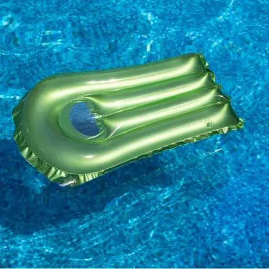 Swim Central 30-Inch Inflatable Transparent Green With Metallic Silver Surf Rider Pool Float image {3}