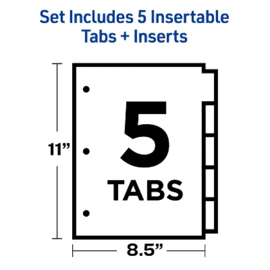 Avery Big Tab Insertable Dividers for 3 Ring Binder, 5-Tab Sets, Clear Tabs, Buff Paper with Gold-Reinforced Buff Paper, 24 Sets (11113) image {4}