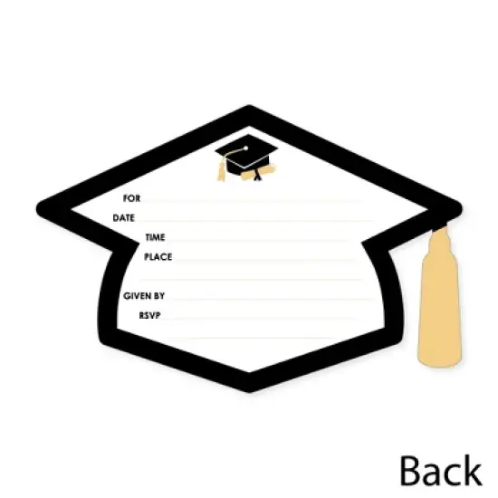 Big Dot of Happiness Hello College Graduation Party Invitations - Shaped Fill-In Invite Cards with Envelopes - Set of 12 image {3}