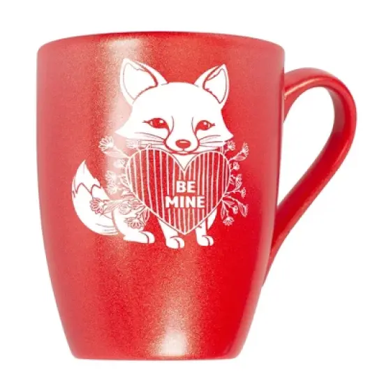 Elanze Designs Romantic Valentines Coffee Cup Mug 10 Ounce Ceramic With Shimmery Metallic Finish Be Mine Floral Fox Crimson Red image {5}