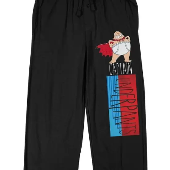 Captain Underpants Superhero & Name Men's Black Sleep Pajama Pants image {1}