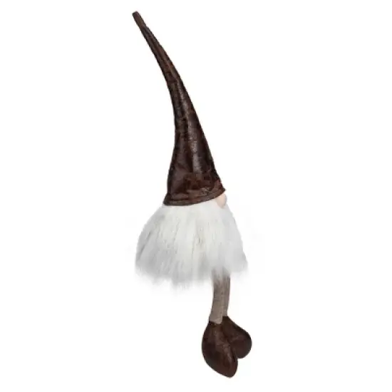 Northlight Rustic Sitting Gnome Christmas Decoration - 12" - White and Brown image {2}