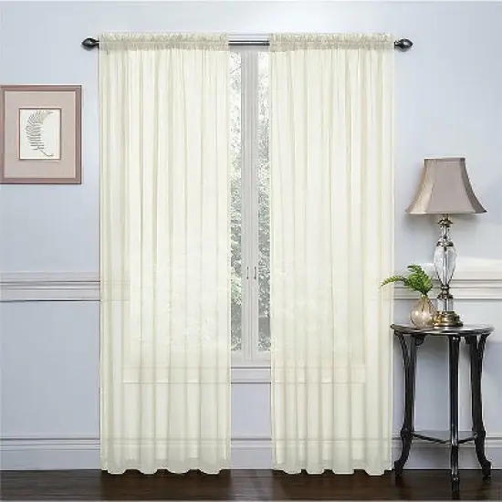 GoodGram 2 Piece Rod Pocket Elegant Sheer Voile Curtain Panels image {5}