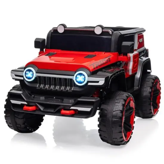 2 Seater Ride On Car with Remote Control, 4WD Off-Road Truck 12V Electric Battery Powered Ride On Toys, 25W Dual Motor, for Kids image {8}