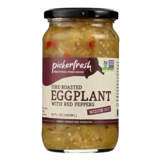 Pickerfresh Fire-Roasted Eggplant With Red Pepper - Case of 6/16 oz image {1}