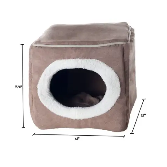 Pet Adobe Cozy Cave Enclosed Cube Pet Bed - Light Coffee image {2}