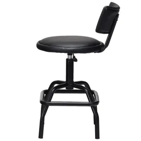 Costway Adjustable Swivel Bar Stool PU Leather Steel Frame Chair W/Backrest&Footrest Low Back image {6}