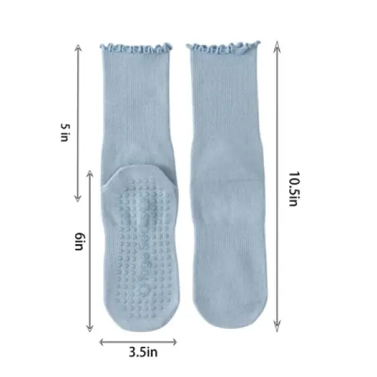 Anna-Kaci 5 Pairs Women's Anti-Slip Crew Yoga Socks Soft Cotton Grip Sole Seamless Toe Design for Pilates Indoor Workouts image {7}