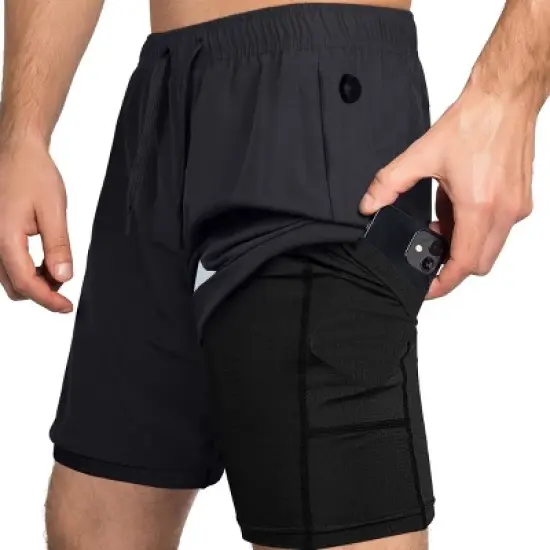 Zilpu Mens Quick Dry Athletic Performance Shorts with Zipper Pocket (7 inch) image {6}
