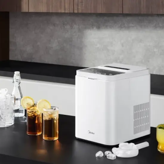 Midea Ice Maker Countertop, Bullet Ice, 26 lbs Daily Production, 2 Ice Sizes, White image {9}