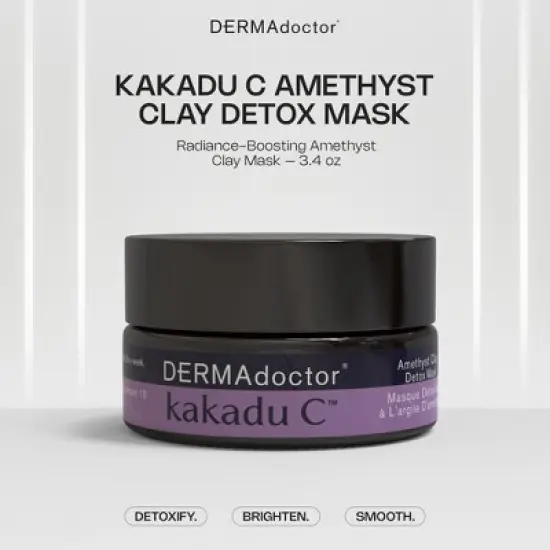 DERMAdoctor Kakadu C Amethyst Clay Detox Mask with vitamin C for dark spots, dull skin, oil control, and pore refining, 1.69 oz. image {7}