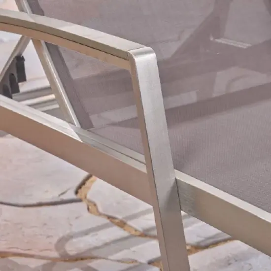 Oxton 2pk Mesh Patio Chaise Lounge - Gray - Christopher Knight Home: Aluminum Frame, Weather-Resistant, Adjustable Back image {3}