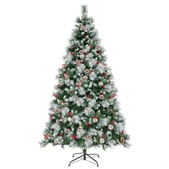 Costway 7 FT Pre-Lit Artificial Christmas Tree Hinged with Pine Needles 400 LED Lights image {9}