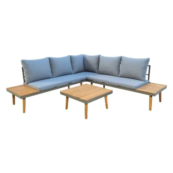 Stellar 4pc Outdoor Aluminum Sectional Set with Tables & Cushions - DUKAP image {1}