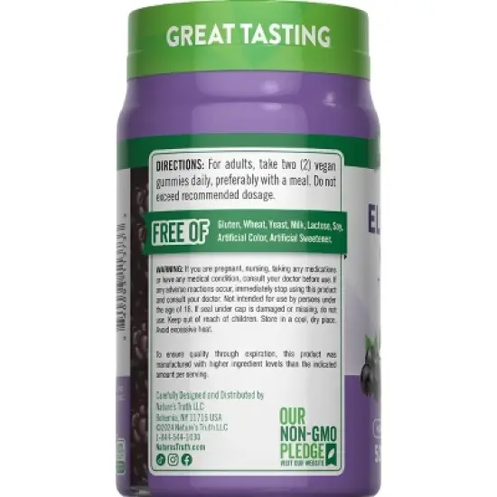 Nature's Truth Elderberry + Vitamin C Zinc Vegan Gummies - Delicious Berry - 50ct image {2}