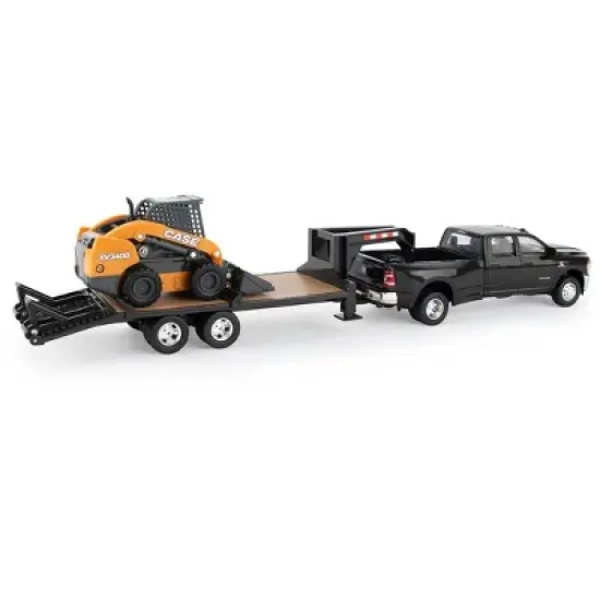 ERTL 1/32 Ram Dually Quad Cab with Lowboy Trailer and Case SV340B Skidsteer Loader 47155 image {1}
