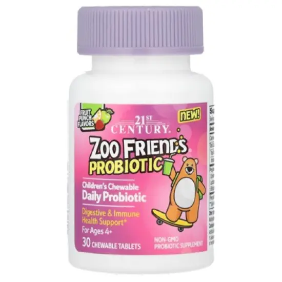 21st Century Zoo Friends, Children's Chewable Probiotic, Age 4+, Fruit Punch, 30 Chewable Tablets image {3}