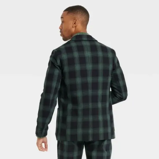 Houston White Adult Ombre Plaid Blazer - Green image {1}