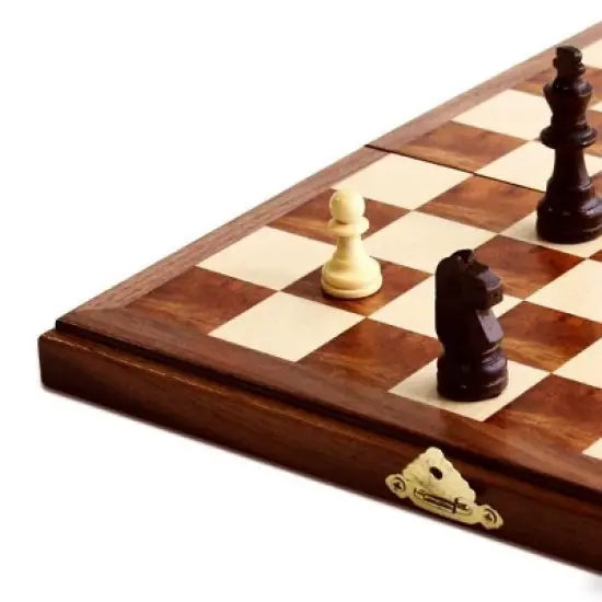 WE Games Magnetic Folding Walnut Wood Chess Set image {2}