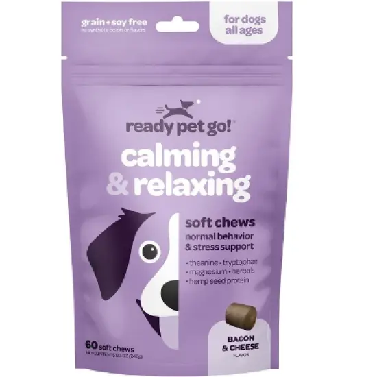 Ready Pet Go Dog Calming Treats for Anxiety & Separation, Herbal Hemp Calming Chews for Dogs Anxiety & Stress Support, Bacon Cheese Flavor, 60 or 90ct image {9}