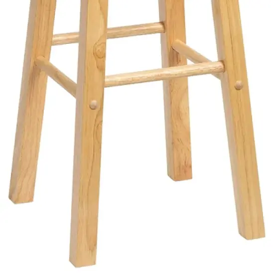 PJ Wood Classic Round Seat 29" Tall Kitchen Counter Stools for Homes, Dining Spaces, and Bars with Backless Seats & 4 Square Legs, Natural (Set of 10) image {4}