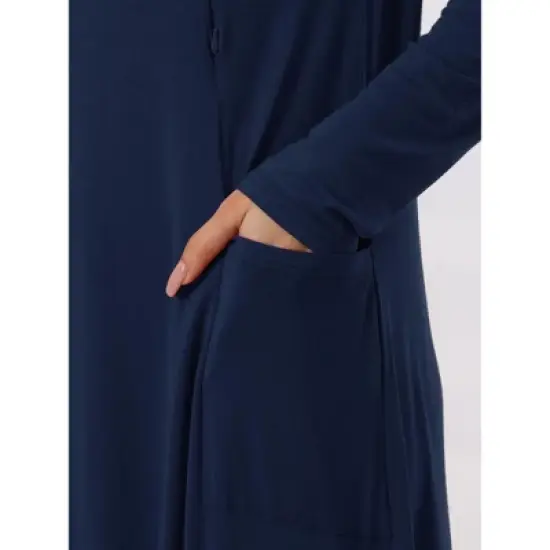 cheibear Womens Casual Round Neck Maternity Long Sleeve Loungewear Dress with Pockets image {4}